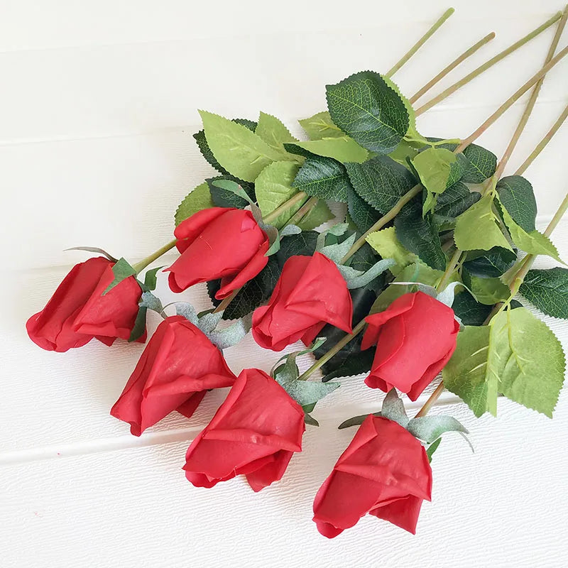 Free Shipping 11Pcs/Lot Rose Artificial Flowers Real Touch Rose Flowers Home Decorations for Wedding Party or Birthday Bouquet