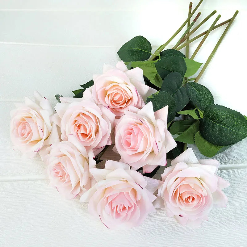Free Shipping 11Pcs/Lot Rose Artificial Flowers Real Touch Rose Flowers Home Decorations for Wedding Party or Birthday Bouquet