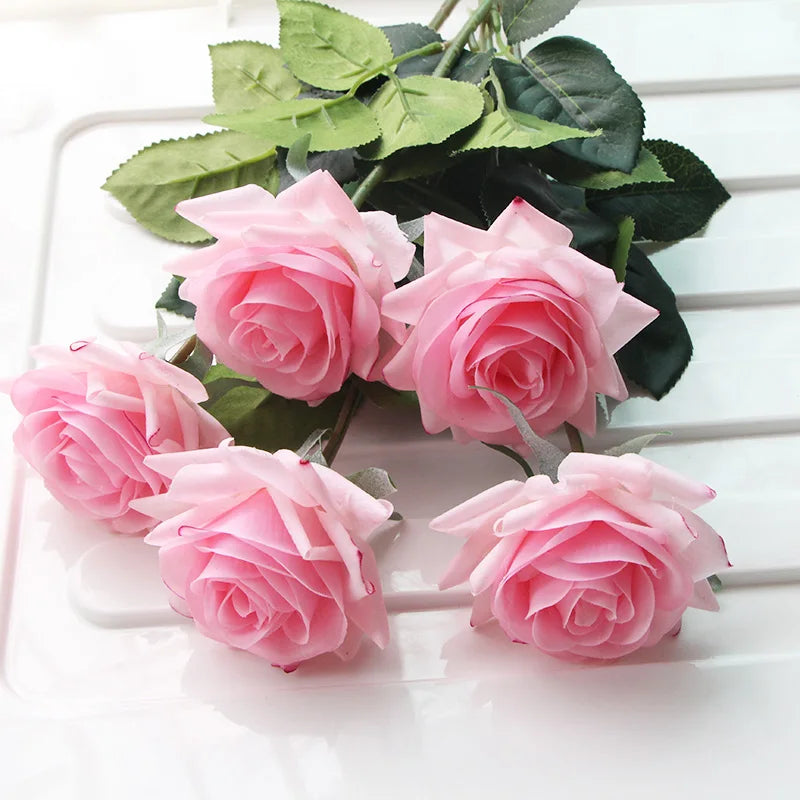 Free Shipping 11Pcs/Lot Rose Artificial Flowers Real Touch Rose Flowers Home Decorations for Wedding Party or Birthday Bouquet