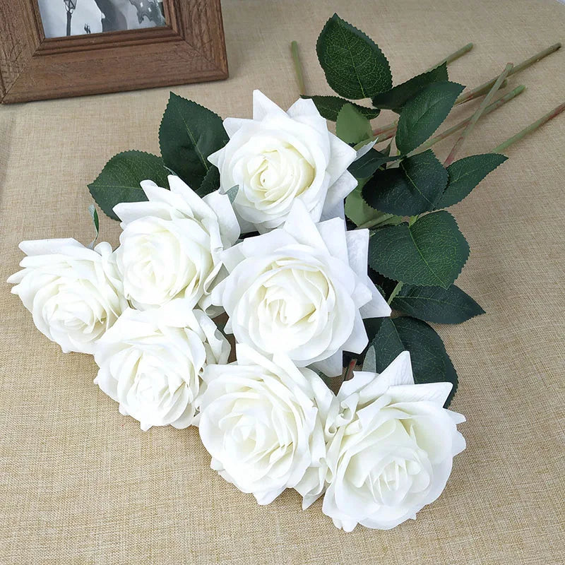 Free Shipping 11Pcs/Lot Rose Artificial Flowers Real Touch Rose Flowers Home Decorations for Wedding Party or Birthday Bouquet