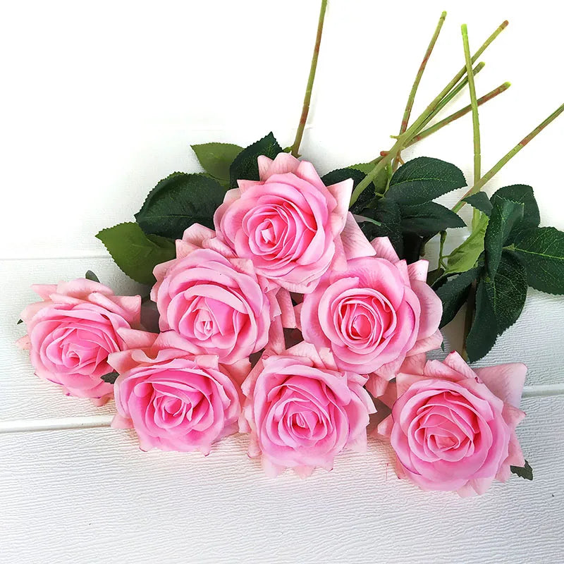 Free Shipping 11Pcs/Lot Rose Artificial Flowers Real Touch Rose Flowers Home Decorations for Wedding Party or Birthday Bouquet