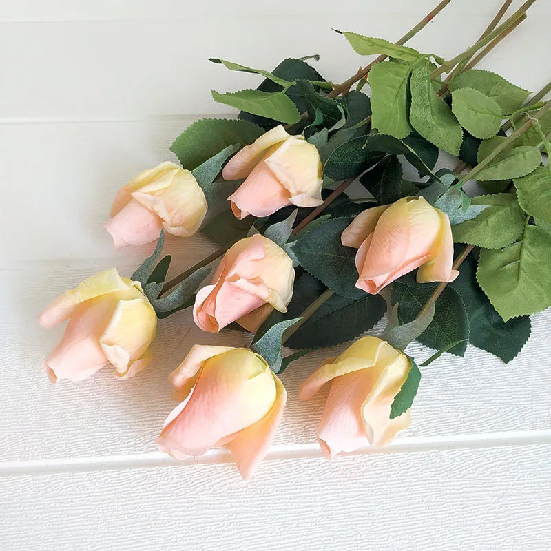 Free Shipping 11Pcs/Lot Rose Artificial Flowers Real Touch Rose Flowers Home Decorations for Wedding Party or Birthday Bouquet