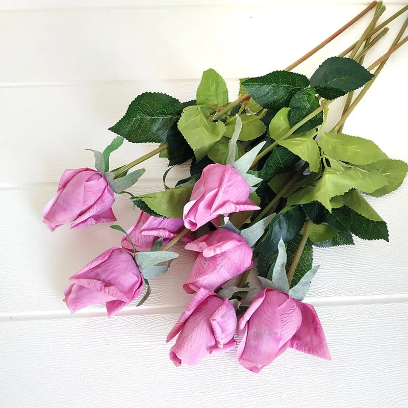 Free Shipping 11Pcs/Lot Rose Artificial Flowers Real Touch Rose Flowers Home Decorations for Wedding Party or Birthday Bouquet