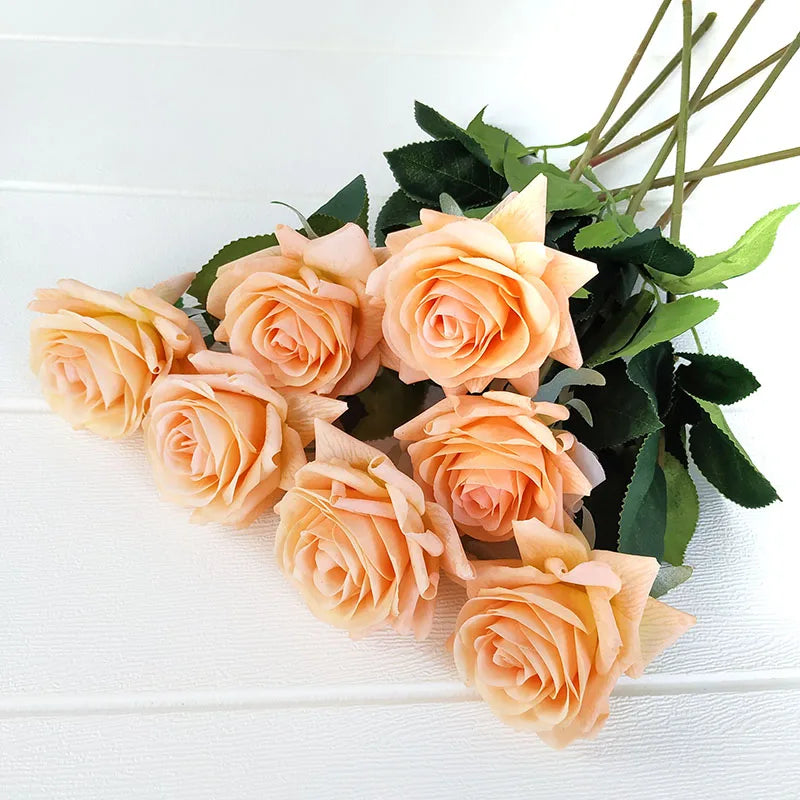 Free Shipping 11Pcs/Lot Rose Artificial Flowers Real Touch Rose Flowers Home Decorations for Wedding Party or Birthday Bouquet